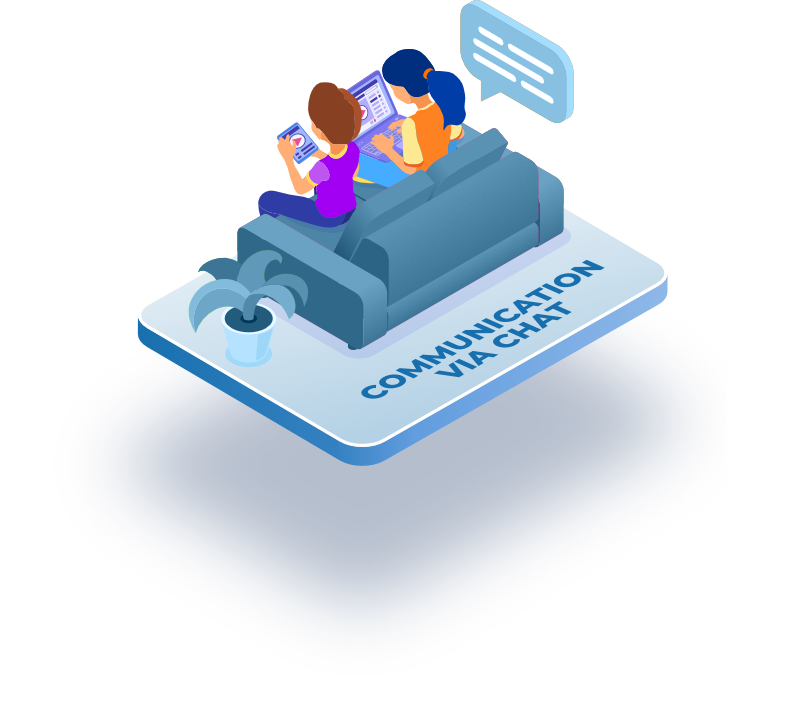 Communication via chat communication via chat illustration