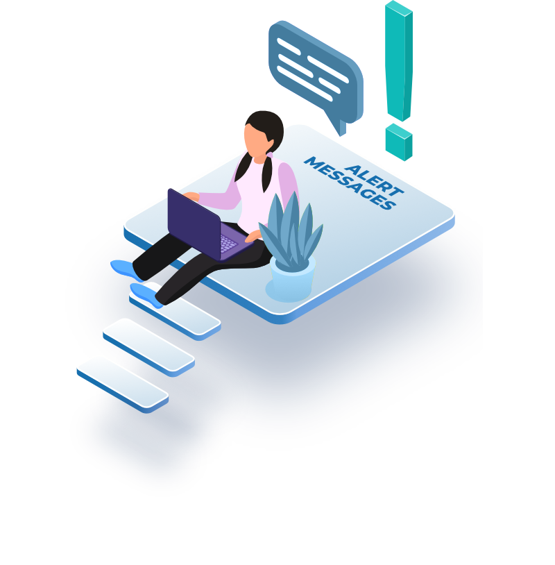 alert messages communication via chat illustration