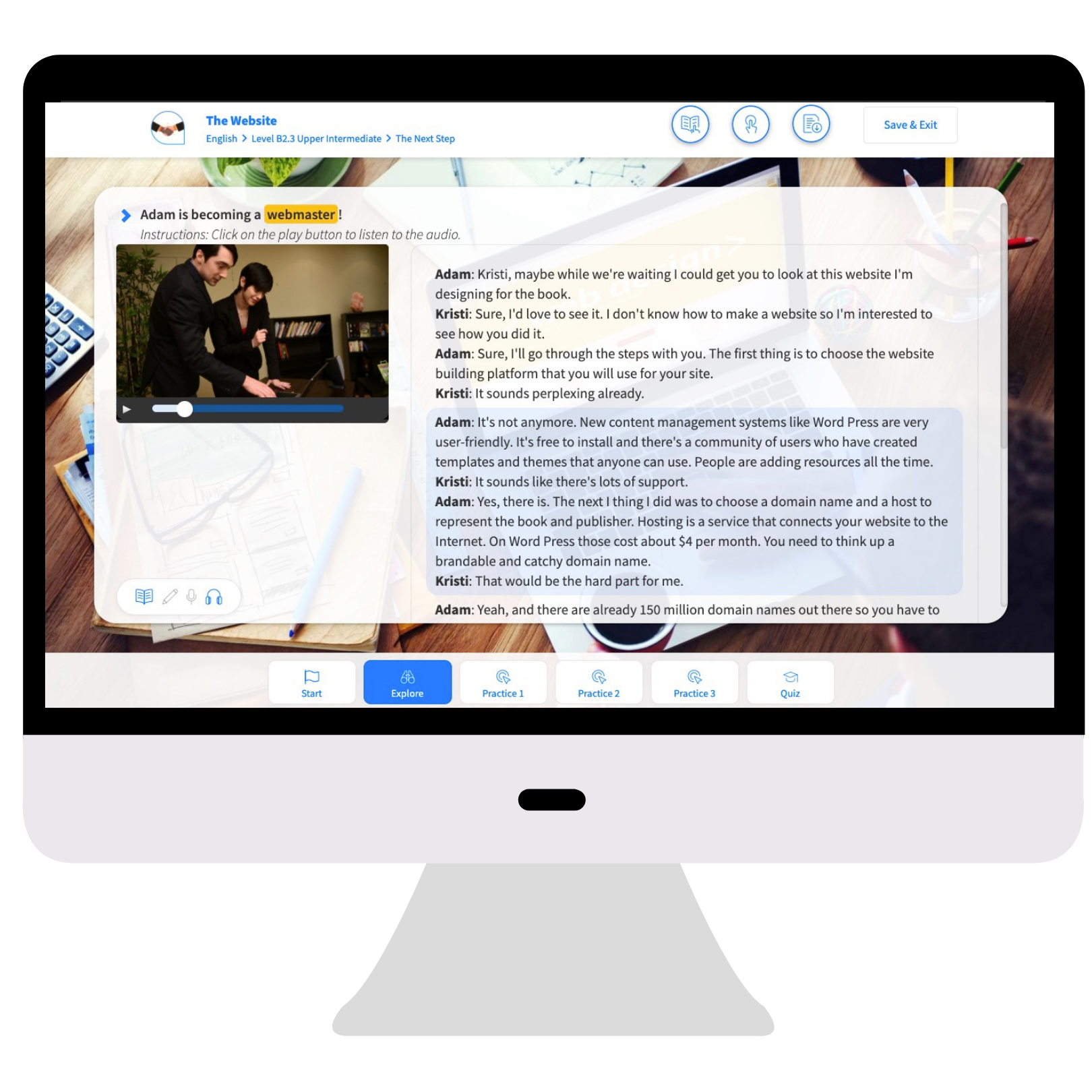 Business course on monitor Monitor with Business Course