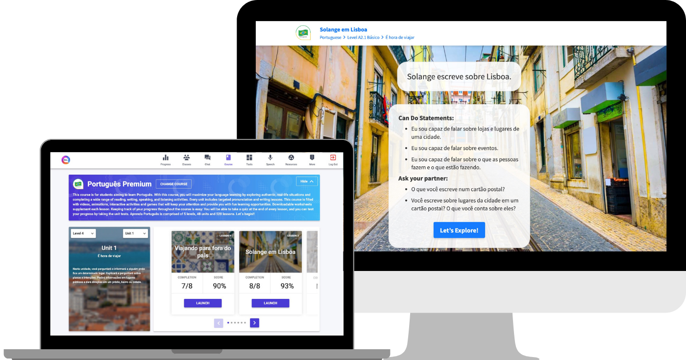 Portuguese-New-look Portuguese course on a laptop