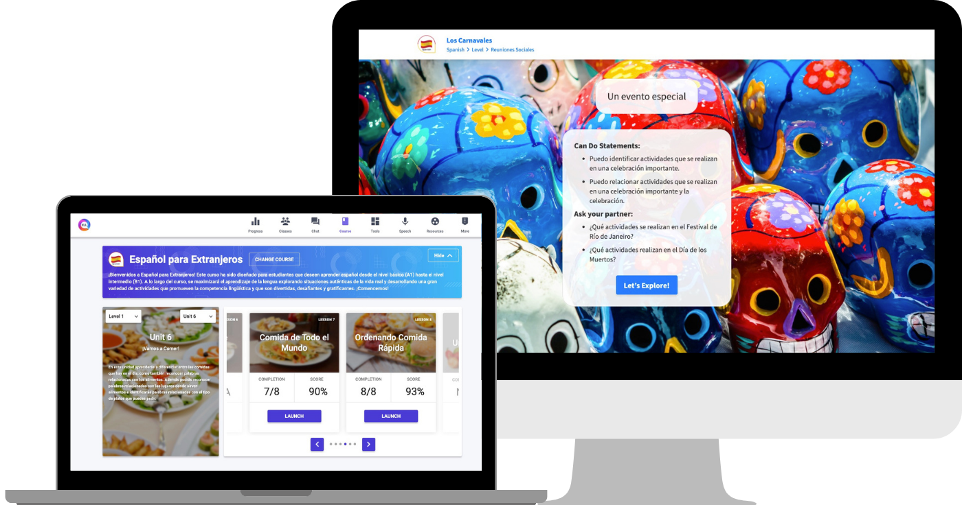 Spanish-New-look Spanish course on a laptop